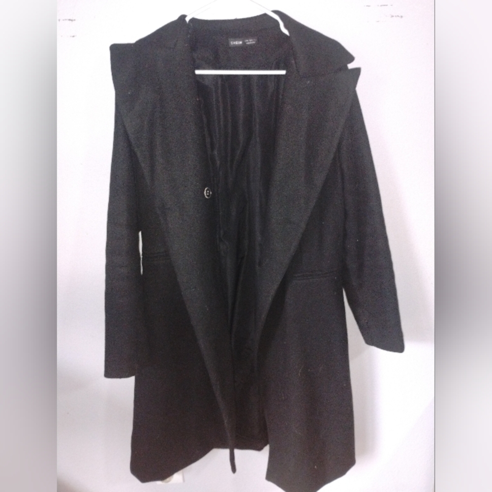 SHEIN Black Women's Dress Coat with Notch Collar